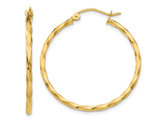 Large Twist Hoop Earrings in 14K Yellow Gold 1 1/4 Inch (2.00 mm)